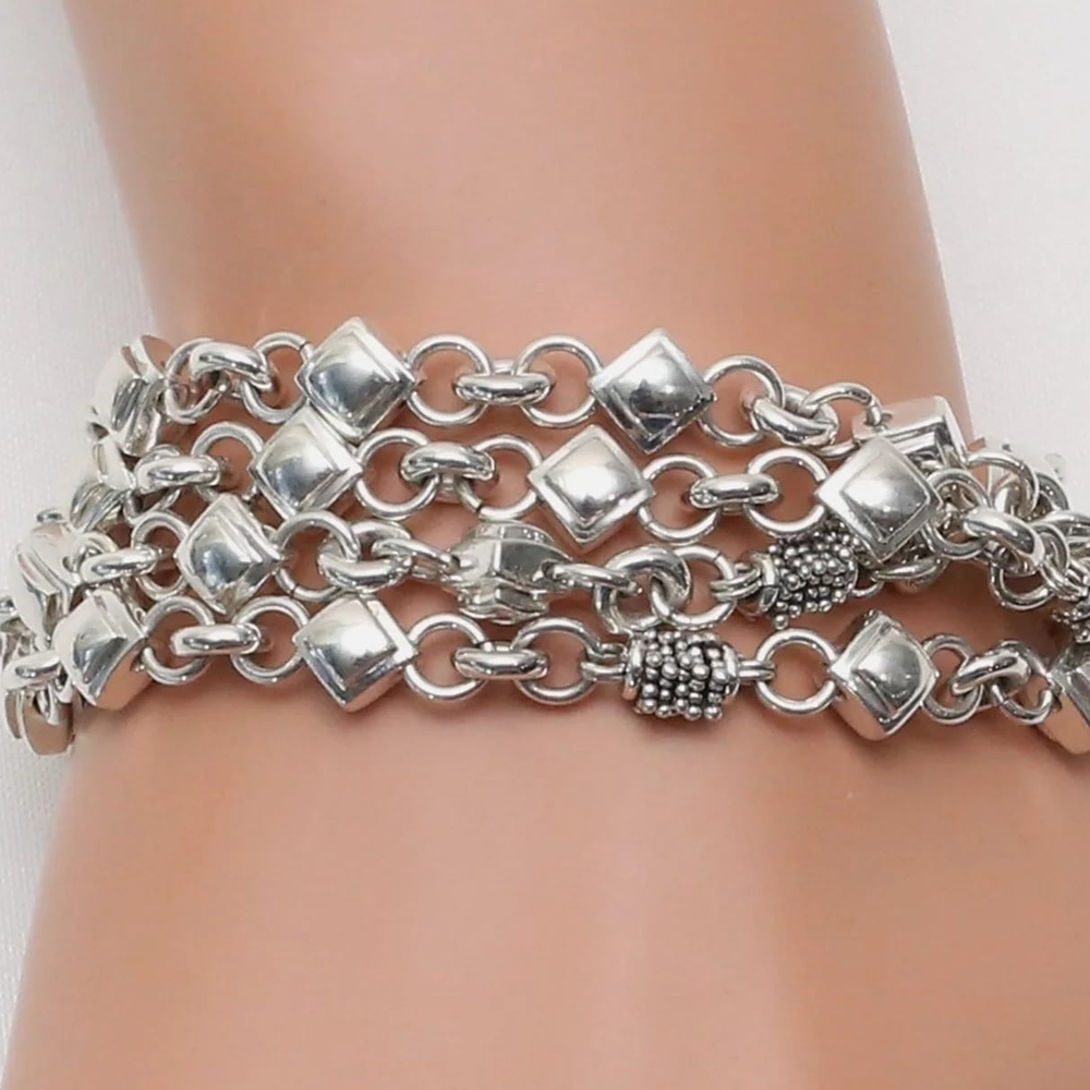 Like New Michael Dawkins 925 Sterling Silver Multi Strand Bracelet 8.5"